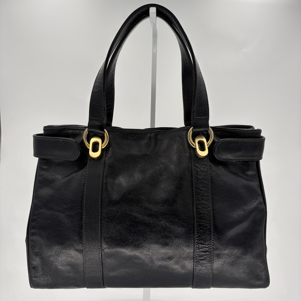 Vintage 70s 80s Robinsons Dark Blue Italian Leather Satchel Tote - Made In Italy